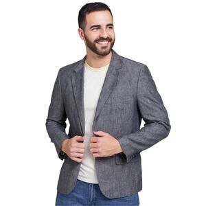 Penguin Men's Large Linen Blazer Gray Lined Casual Chest 40"